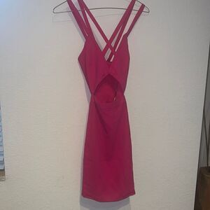 NEW Pink NWT Dress - Cut out Center - Zipper in Back - Crossed Back Size Small